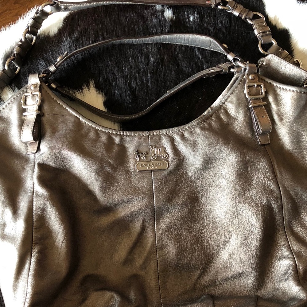 Metallic Gold Leather Coach Hobo Bag
